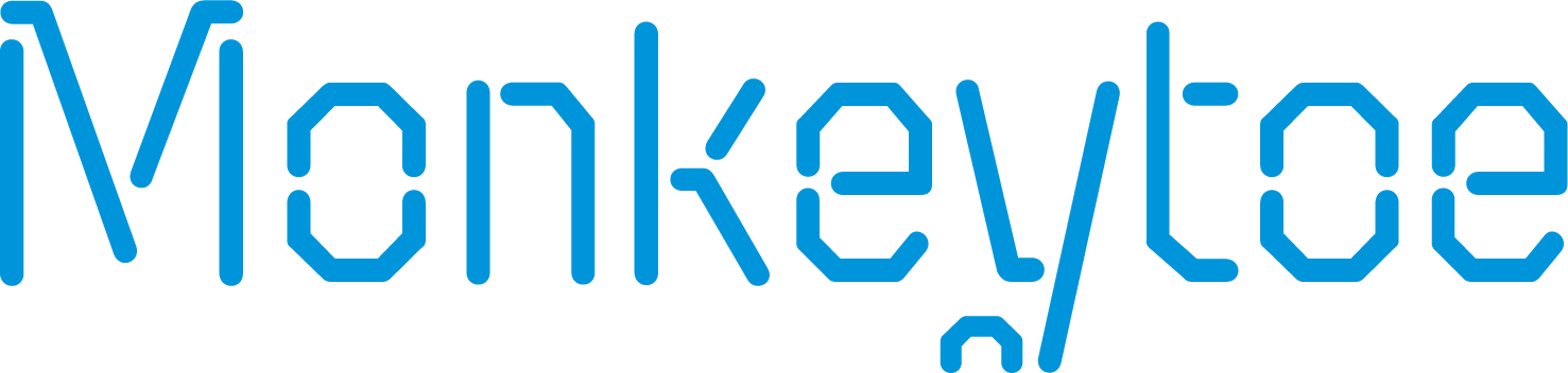 Monkeytoe Logo on blue background - The Whole Height Solution. From The Team You Already Trust. Logo - Online